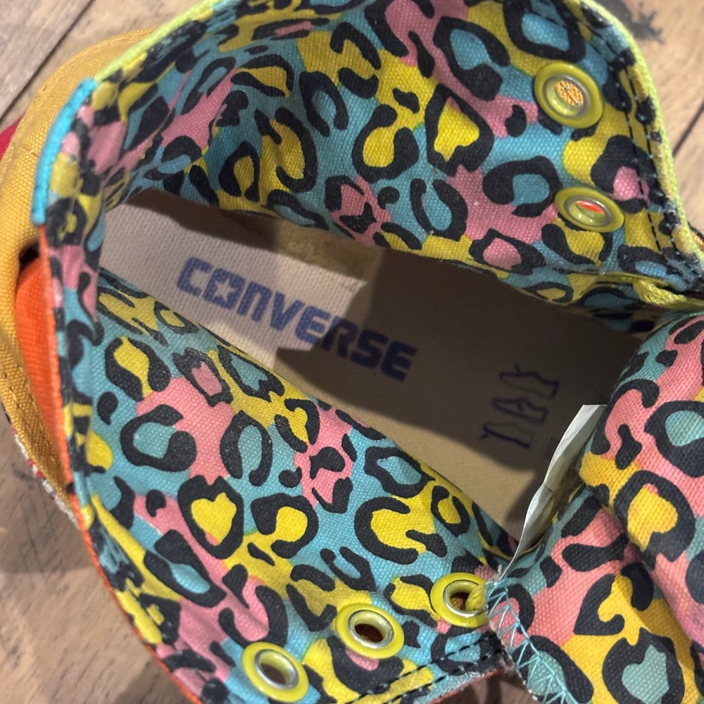 Converse Chuck Taylor All Star Double Upper High Top Mixed Print Sneakers Size 8 - Picture 12 of 14